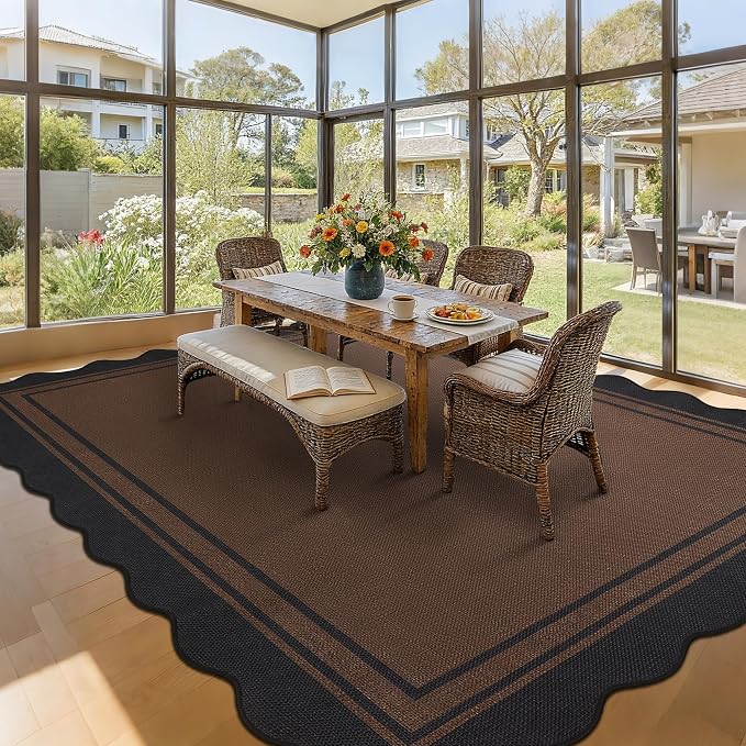8x10 Scalloped Rug Easy Jute Washable Rug - Image 9