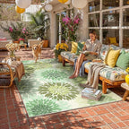 5x7 Indoor Outdoor Area Rug Washable Patio Rug Green Non Slip Non Shedding by WondRg