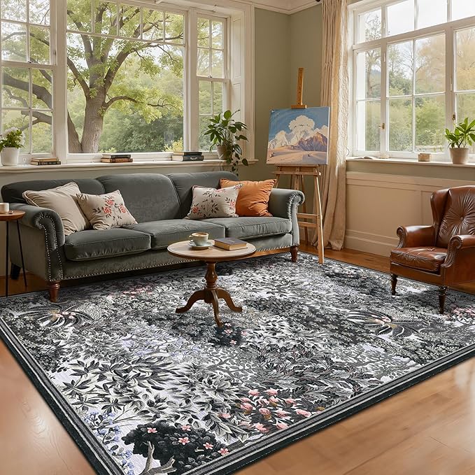 GarveeHome Forest Rugs 5x7, Botanical Low Pile Non Slip Stain Resistance - Image 2