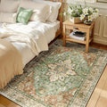 RELEANY Area Rugs 3'x5' Washable Non-Slip, Floral Vintage Distress Medallion by RELEANY