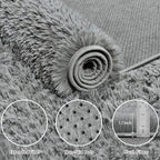 5x7 Area Rug for Living Room:Ultra Soft Fluffy Shag Light Grey Rugs, Large - Image 5