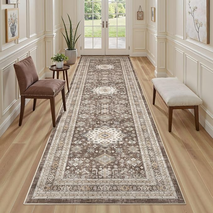 Vintage Hallway Runner Rug 3x12: Large Soft Washable Entryway - Image 4