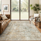 Soalmost Abstract Rug 5x7 Machine Washable Area Indoor Orange Low Pile Non-Slip - Image 4
