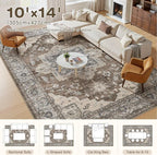 10x14 Area Rugs Living Room: Washable Vintage Rug Large Non-Slip Stain - Image 6