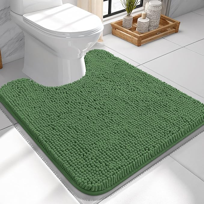 OLANLY Toilet Rugs U-Shaped 24x24, Extra Soft Absorbent Chenille Contour by OLANLY