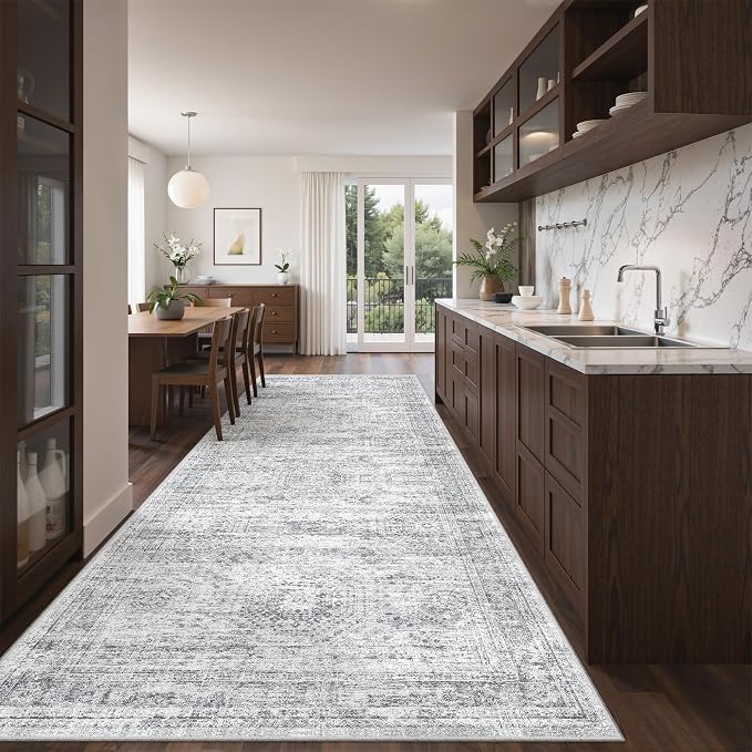 4x12 Runner Rug for Hallway, Low-Pile Wide Runner for Entryway, Long Washable - Image 3