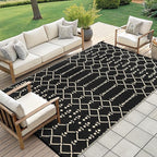 Smiry Outdoor Rug 9x12 ft, Waterproof Reversible Plastic Straw Rugs, Boho - Image 7