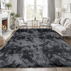 8x10 Area Rugs for Living Room Bedroom: Black Grey Soft Fluffy Shag Upgrade - Image 9