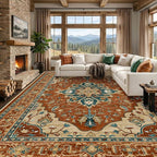 RELEANY Area Rugs Large 9'x12' Washable Non-Slip, Floral Vintage Distress by RELEANY