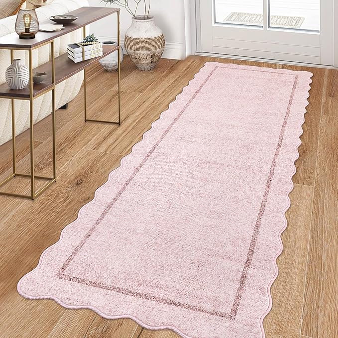 GarveeHome Scalloped Washable Runner Rug 2x6 Runner Non Slip Kitchen Rug Modern by GarveeHome