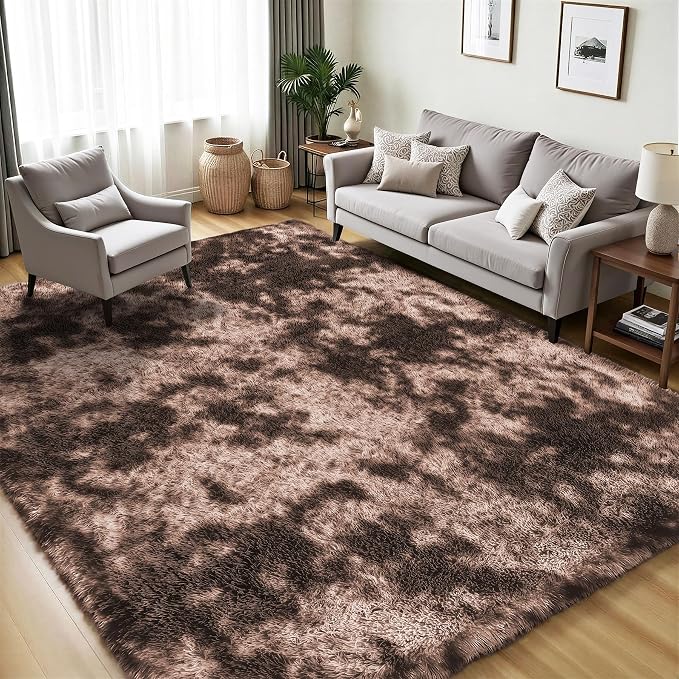 Area Rug for Living Room Bedroom: 5x7 Soft Fluffy Shag Upgrade Non-Slip High - Image 3