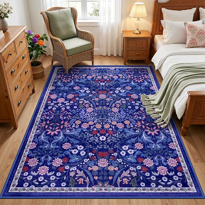Area Rug Living Room Rugs: Floral 3x5 Washable Rug Vintage Soft Boho Non-Slip - Image 2