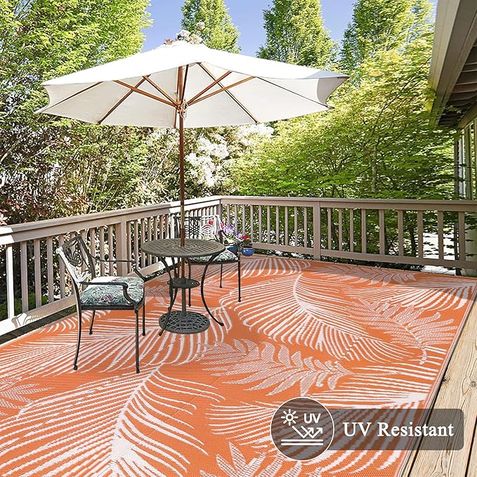 Pauwer Waterproof Outdoor Rug 8x10, Reversible Plastic Straw Patio Camping Rug - Image 4