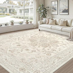 10x14 Area Rug for Living Room: Vintage Boho Neutral Washable Rug Indoor Soft - Image 9