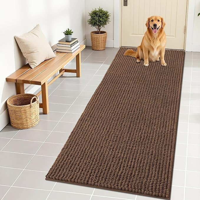 OLANLY Dog Door Mat for Muddy Paws 70x24, Ultra Absorbent Chenille Mud Doormat by OLANLY