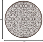JONATHAN Y Vintage Filigree Indoor Outdoor Round Area Rug 8 Ft Taupe/Espresso - Image 2