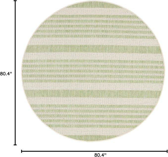 SAFAVIEH Courtyard Collection 6'7" Round Beige/Sweet Pea CY6062 Stripe Indoor/ - Image 2
