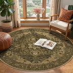 RELEANY Area Rugs Round 4ft Washable Non-Slip, Floral Vintage Distress - Image 2