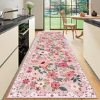 DUKINO 3x10 Runner Rug for Hallway, Washable Kitchen Floral Runner Rug by DUKINO