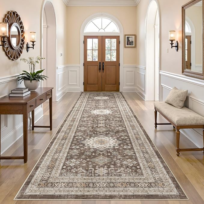 Vintage Hallway Runner Rug 3x12: Large Soft Washable Entryway by COTILED