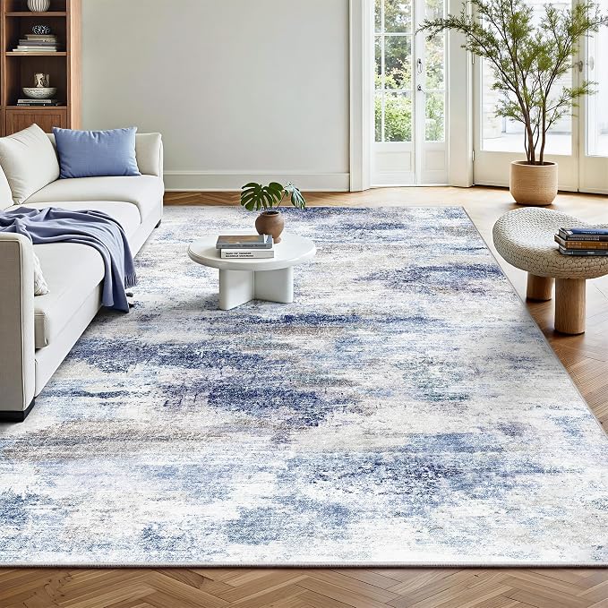 Washable Rug 6x9, Abstract Morden Soft Area Rug, Non-Slip Low Pile Rugs by Yarooge