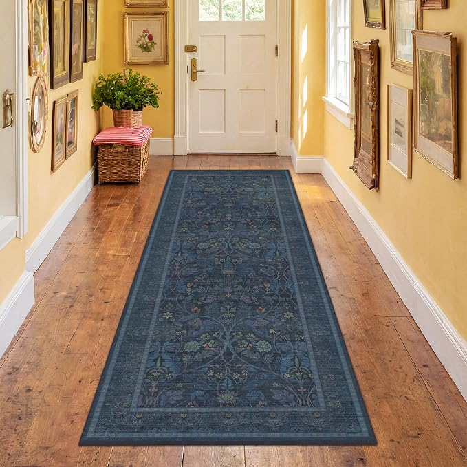 2'6"x8' 8ft Kitchen Runner Rugs Washable, Dark Blue Long Runner Rugs Non Slip - Image 3