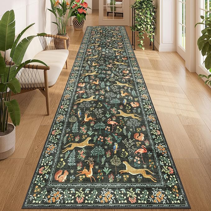DUKINO 3x12 Runner Rug, Non Slip Animal Print Runner Rug by DUKINO