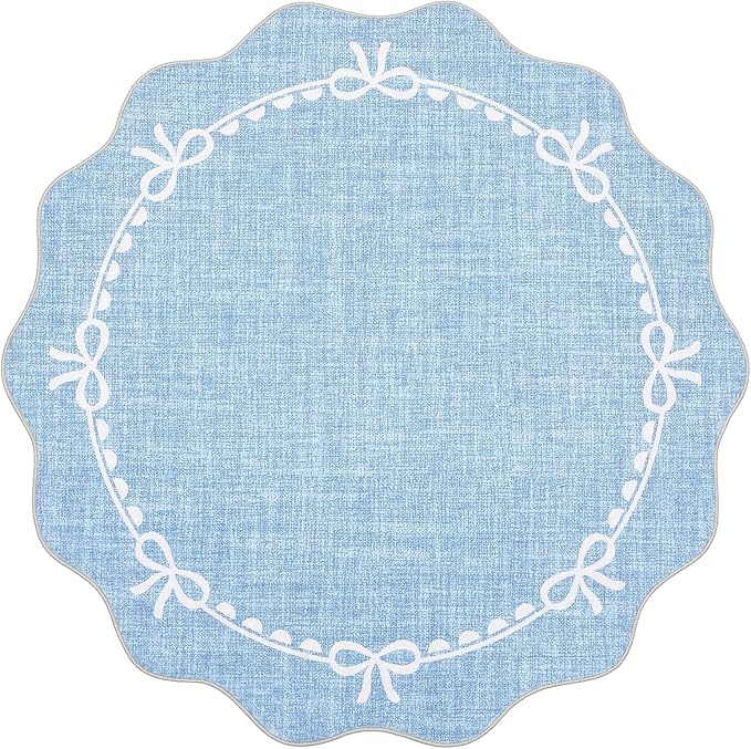 GarveeHome Scalloped Bow Rug for Living Room, 4ft Round Rugs Washable Solid - Image 4