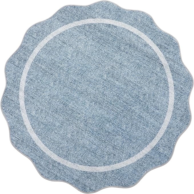 GarveeHome Scalloped Round Washable Rug, Soft Modern Round Rugs 5ft Circle - Image 9