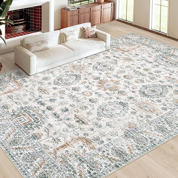 XLUEZ Area Rug 10x12 Living Room Rugs, Machine Washable Vintage Distressed Boho - Image 2