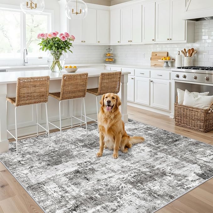ZHXXUJ Washable 6x6 Square Area Rug – Non Slip Modern Abstract by ZHXXUJ