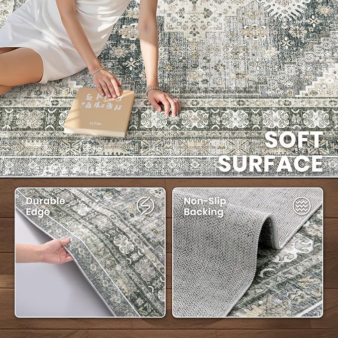 zesthome 8x10 Area Rugs for Living Room, Non-Slip Backing Washable Rugs - Image 6
