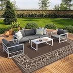 GENIMO Outdoor Rug Waterproof for Patio, Outside Area Mat for Rv, Coffee & Beige by GENIMO