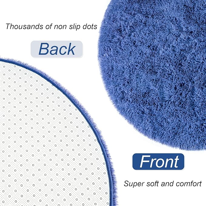 LOCHAS Bedroom Rug 2.6' x 5.3', Light Navy Fluffy Shaggy Area Rug - Image 3