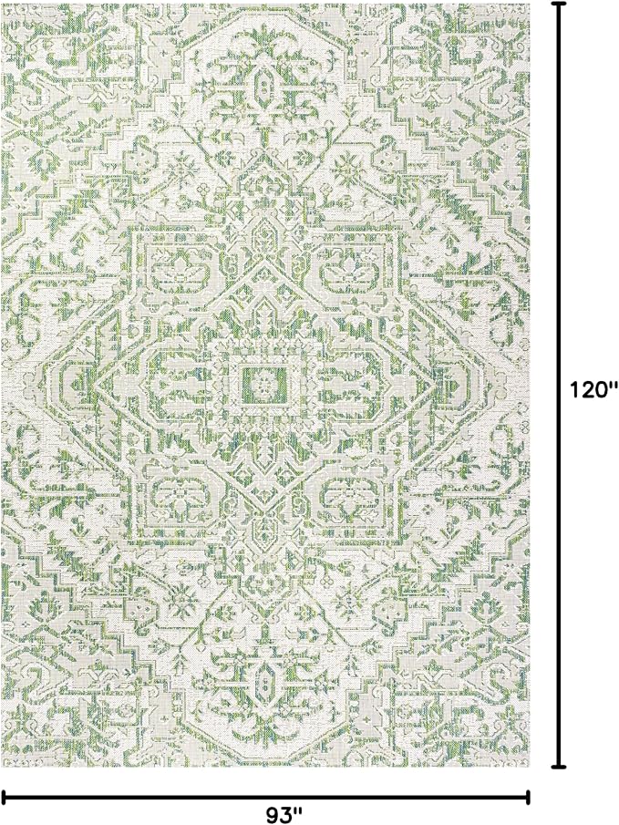 JONATHAN Y Boho Medallion Indoor Outdoor Area Rug 8X10 Green/Cream, Estrella - Image 2