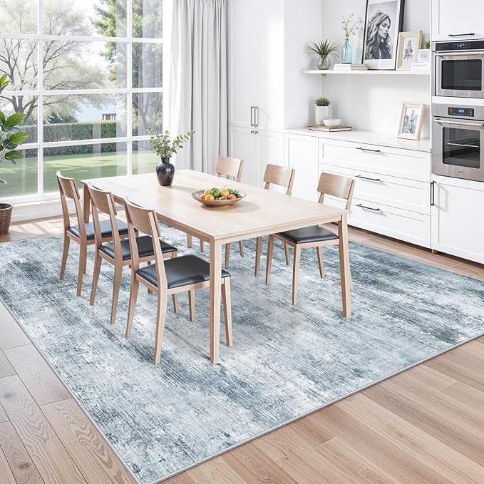 10x10 ft Square Living Room Rug – Washable Modern Abstract Area Rug - Image 4