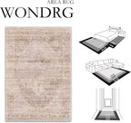 8x10 Washable Neutral Area Rug Beige Vintage Living Room Bedroom Carpet - Image 2