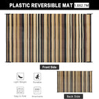 Outdoor Plastic Straw Rug Waterproof Patio 6x9 Brown Black Stripe Mat - Image 2