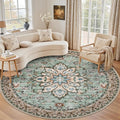 Round Area Rug for Living Room: 4 ft Washable Vintage Boho Soft Thin Circle Rug by EXPEDIX