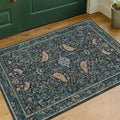 Washable Floral Small 2x3 Dark Blue Entryway Rugs Indoor, Botanical Bird by HazoHaus