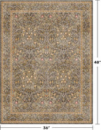 Vintage Gold Brown Entryway Rug, 3x4 Washable Area Rugs - Image 2