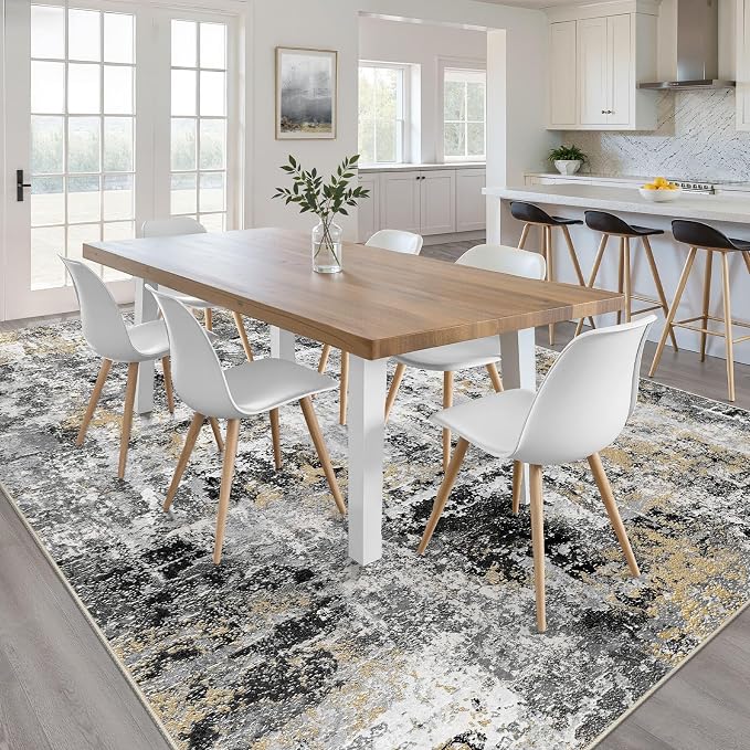 10x12 Area Rug Living Room: Washable Large Abstract Neutral Modern Soft Rug - Image 4