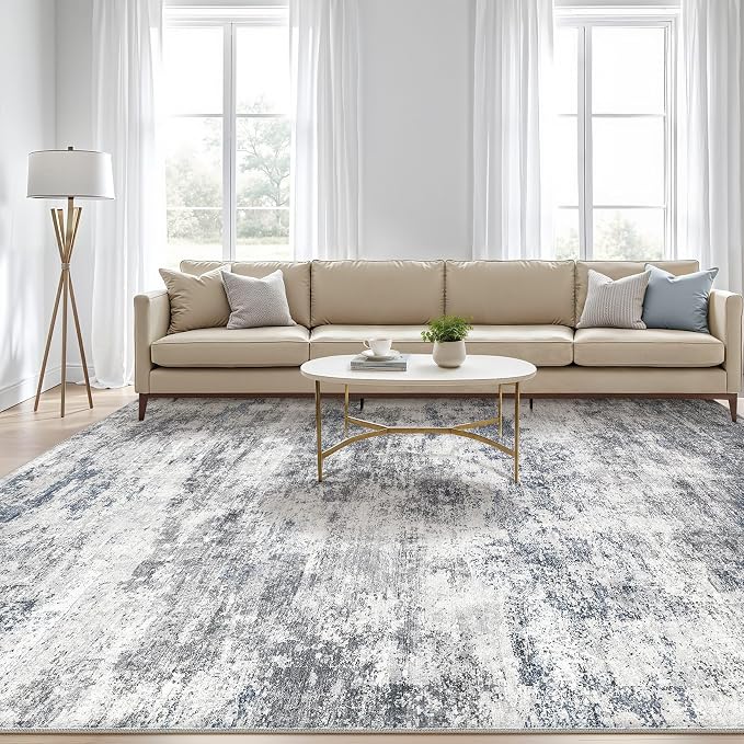 10x14 Area Rugs Living Room: Washable Large Abstract Neutral Modern Soft Rugs - Image 5