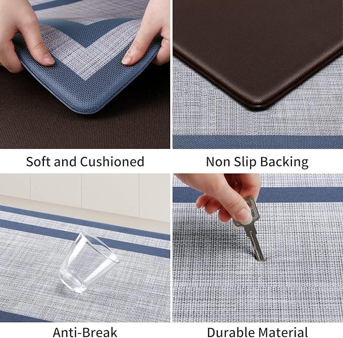 Mattitude Kitchen Mats Set of 2 Cushioned Rugs 0.47 inch Thick Anti-Fatigue Mats - Image 4