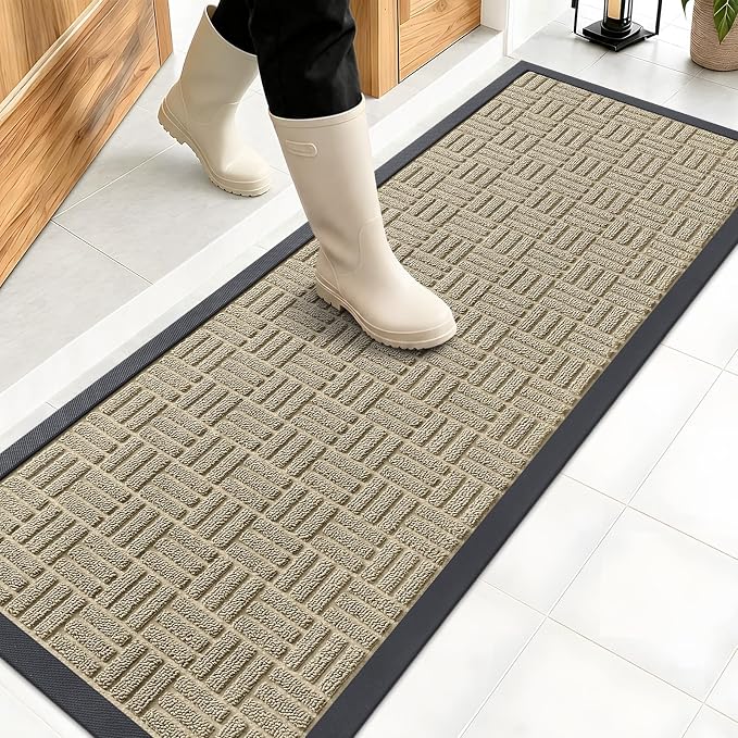 OLANLY Front Door Mat Outside Entrance 47x17, Heavy Duty Sturdy Natural Rubber by OLANLY