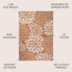 JONATHAN Y Floral Textured Weave Indoor Outdoor Area Rug 3X5 Orange/Cream - Image 2