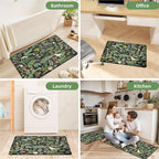 Black Green Botanical Kitchen Rugs Set of 2 Plant Leaf Anti-Fatigue Kitchen Mat - Image 7