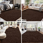 8x10 Area Rug for Living Room:Ultra Soft Fluffy Shag Brown Rugs, Large Fuzzy - Image 7