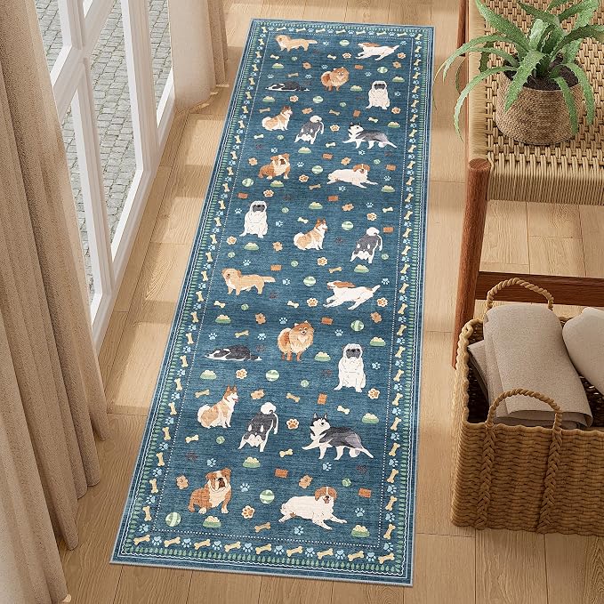 DUKINO 2x6 Washable Runner Rug for Hallway, Non Slip Animal Dog Kitchen Rug - Image 3