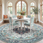 RELEANY Area Rugs Round 10ft Washable Non-Slip, Floral Vintage Distress - Image 3